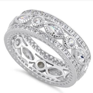 925 Silver Marquise and Round  CZ Eternity Ring